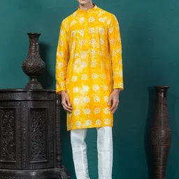 EKYAA Men Geometric Printed Thread Work Kurta-picture-11