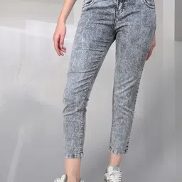 COUTUME COLLECTIONS Women Straight Fit Mid-Rise Heavy Fade Cropped Jeans-image-43