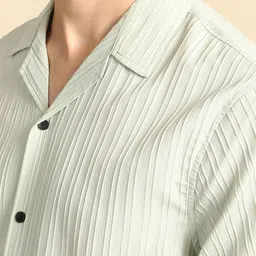 THE BEETEL HOUSE Men Standard Fit Cuban Collar Textured Casual Shirt image 2