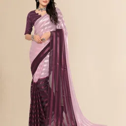 Moda Rapido Striped Printed Satin Saree With Unstitched Blouse Piece-picture-24