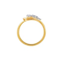 GIVA 18K Yellow Gold Sparkling Leaf Diamond Ring ,Fixed Size, Indian - 12, US - 6 image 4