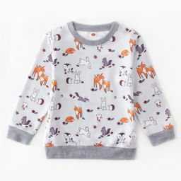 Kookie Kids Full Sleeves Sweatshirt Animal Print - Grey-picture-4