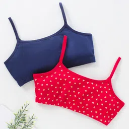 Honeyhap Premium Cotton Elastane Bralettes with   Anti-Microbial  Finish Pack of 2 - Red Blue-image-36