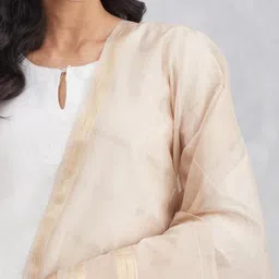 Fabindia Striped Cotton Silk Dupatta image 4