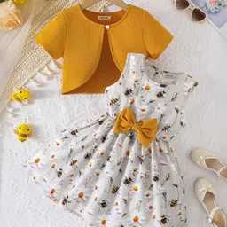 INCLUD Girls Floral Print Bow Fit & Flare Dress-image-13