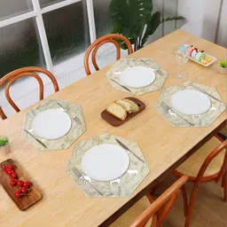 LUXEHOME INTERNATIONAL Brown 4 Pieces Textured Waterproof Dining Table Placemats-image-77