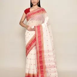 PUKU Woven Design Ethnic MotifsPure Cotton Taant Saree-image-72