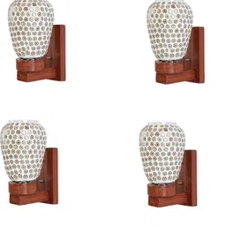 1ST TIME Set Of 4 Gold-Toned Glass Wall Lamp-image-11