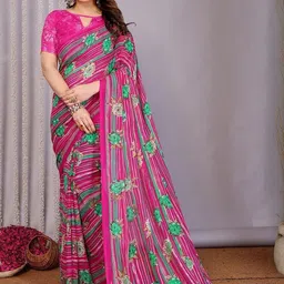 STYLETONE Floral Poly Georgette Saree image 5