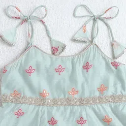 The Magic Wand Girls Ethnic Motifs Printed Empire Sequinned Kurta With Trousers image 2