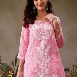 ADA Bandhani Embroidered Thread Work Thread Work Kurti-picture-0