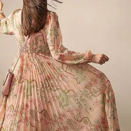 Vero Moda VM Ruby LS Women Floral Print Puff Sleeve Fit And Flare Midi Dress image 3