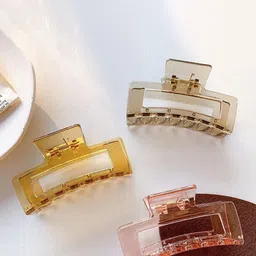 SHREEWATCHES Women Set of 6 chrome Finished Transparent Hair Clutchers Claw Clip-image-57