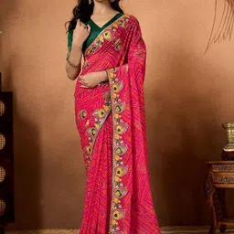 BHAGYAVATI DESIGNER Bandhani Embroidered Pure Georgette Heavy Work Bandhani Saree-picture-29