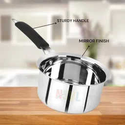 nsvl Stainless Steel Sauce Pan, Milk Pan, Tea Pan Heavy Guage (Gas Stove Friendly) Sauce Pan 15 cm diameter 1 L capacity image 3