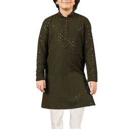 SG YUVRAJ Boys Embroidered Regular Sequinned Kurta with Pyjamas-picture-27
