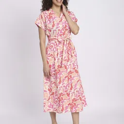 R&B Women Cotton Floral Printed Extended Sleeves Midi Dress image 5
