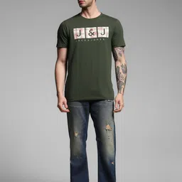 Jack & Jones Men Typography Printed Applique T-shirt image 5