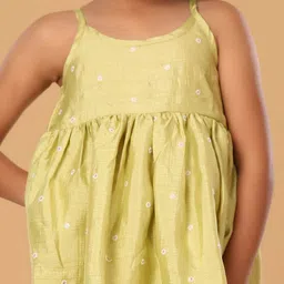 The Mini Trunk Girls Floral Embroidered Shoulder Straps Empire A-Line Kurti With Palazzos image 3