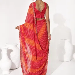 Mitera Leheriya Gotta Patti Pure Chiffon Leheriya Saree image 2