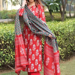 DIVASTRI Women Floral Printed Kurta with Trousers & Dupatta-picture-12