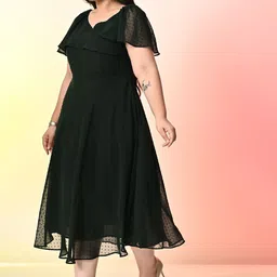 PrettyPlus by Desinoor.com Plus Size Flared Sleeve Georgette Fit & Flare Midi Dress image 4