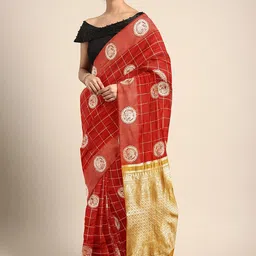 DIVASTRI Woven Design Zari Silk Cotton Saree-picture-33