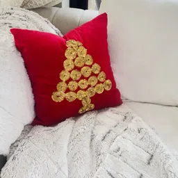 THROWPILLOW Red & Gold-Toned Embellished Velvet Square Cushion Covers image 2