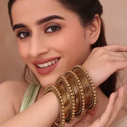 Fida Set Of 20 Gold-Plated Beaded Bangles-picture-35
