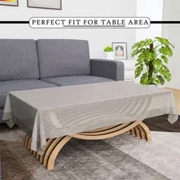 Aura Creme Transparent Waterproof 4-Seater Rectangle 1.48 m x 0.98 m PVC Table Cover image 4
