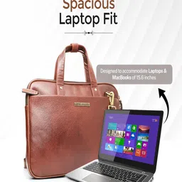 Red Harbour Men Textured Leather Laptop Bag image 5