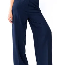 D'Almirah Women Comfort Flared High-Rise Wrinkle Free Trousers-image-8
