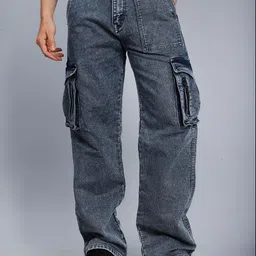 COY Men Comfort Relaxed Fit Mid-Rise Stretchable Denim Cargo Styles Jeans-picture-15