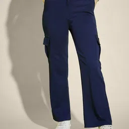 CORSICA Women Plus Size Relaxed High-Rise Easy Wash Cargos Trousers-image-94