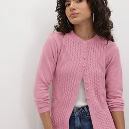 The Roadster Life Co. Self Design Textured Knitted Cardigan Sweater-picture-25