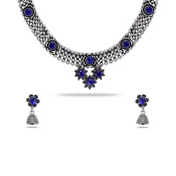 Joy of Jewels Silver-Plated Brass American Diamond Necklace & Earrings image 5