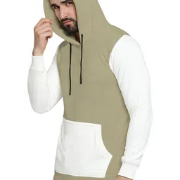 BEYOU FASHION Men Colourblocked Hooded Sweatshirt image 4