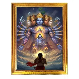 blinkart Blue & Yellow Single Piece Glass Religious Wall Photographs-image-2