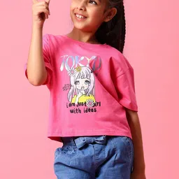 V-Mart Girls Printed Round Neck Cotton T-shirt-image-86