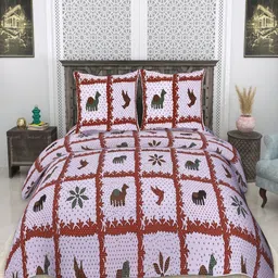 tundwal's Purple & Maroon Floral 210 TC King Bedsheet with 2 Pillow Covers-picture-16