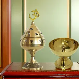 Adhvik Yellow 2 Pieces Textured Trishul & Paro Diyas image 5