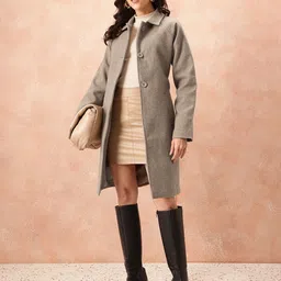 all about you Spread Collar Single-Breasted Overcoat with Belt image 2