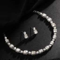Atasi International Sliver-Plated Stones Studded & Beaded Necklace & Earrings-picture-13