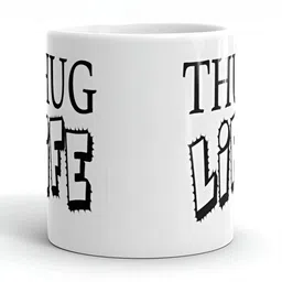 Mr UVD White & Black Typography Printed Ceramic Glossy Mug - 350 ml image 2