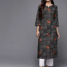 KSUT Women Bandhani Printed Black Kurta-image-13