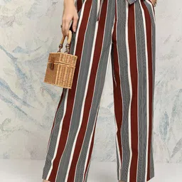 Tokyo Talkies Women Striped Wide Leg Mid-Rise Trouser-picture-35