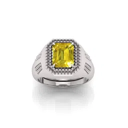 RRVGEM 7.25 KT Yellow Sapphire Pukhraj Gemstone Silver Plated Adjustable Ring-picture-11