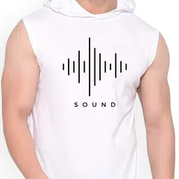 Fashnobic Men Typography Sound Printed Hooded-Neck Gym Vests image 2