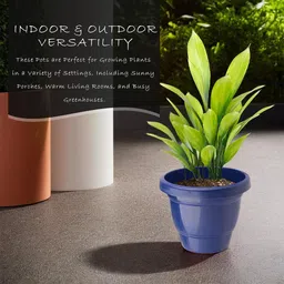 Kuber Industries 6 Pcs Blue & Orange-colored Lightweight Planters image 3