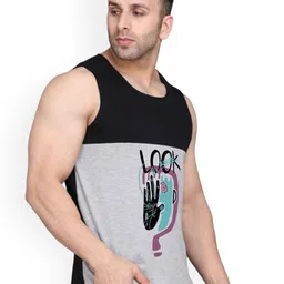 SLOWLORIS 2-Pc Printed Combed Cotton Gym Vests VSL26 CMB(CHS BLACKGREY)(LOOK BLACKGREY) image 5